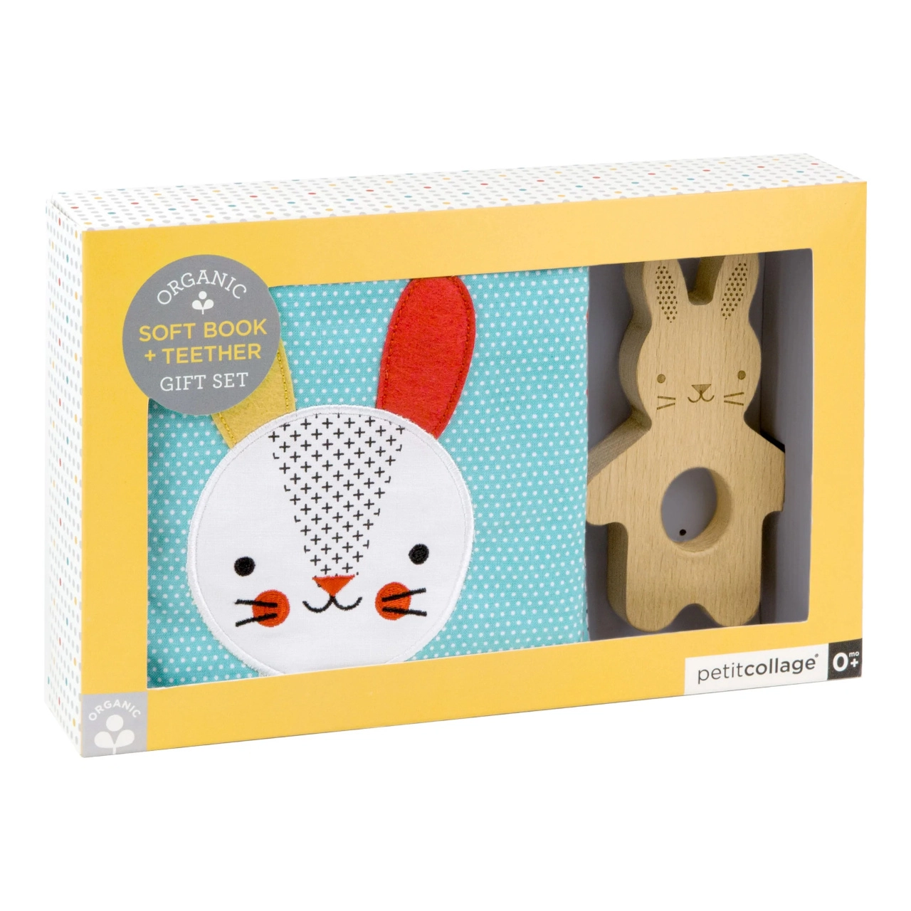 E-shop Petit Collage látková kniha a hryzátko Zajačik