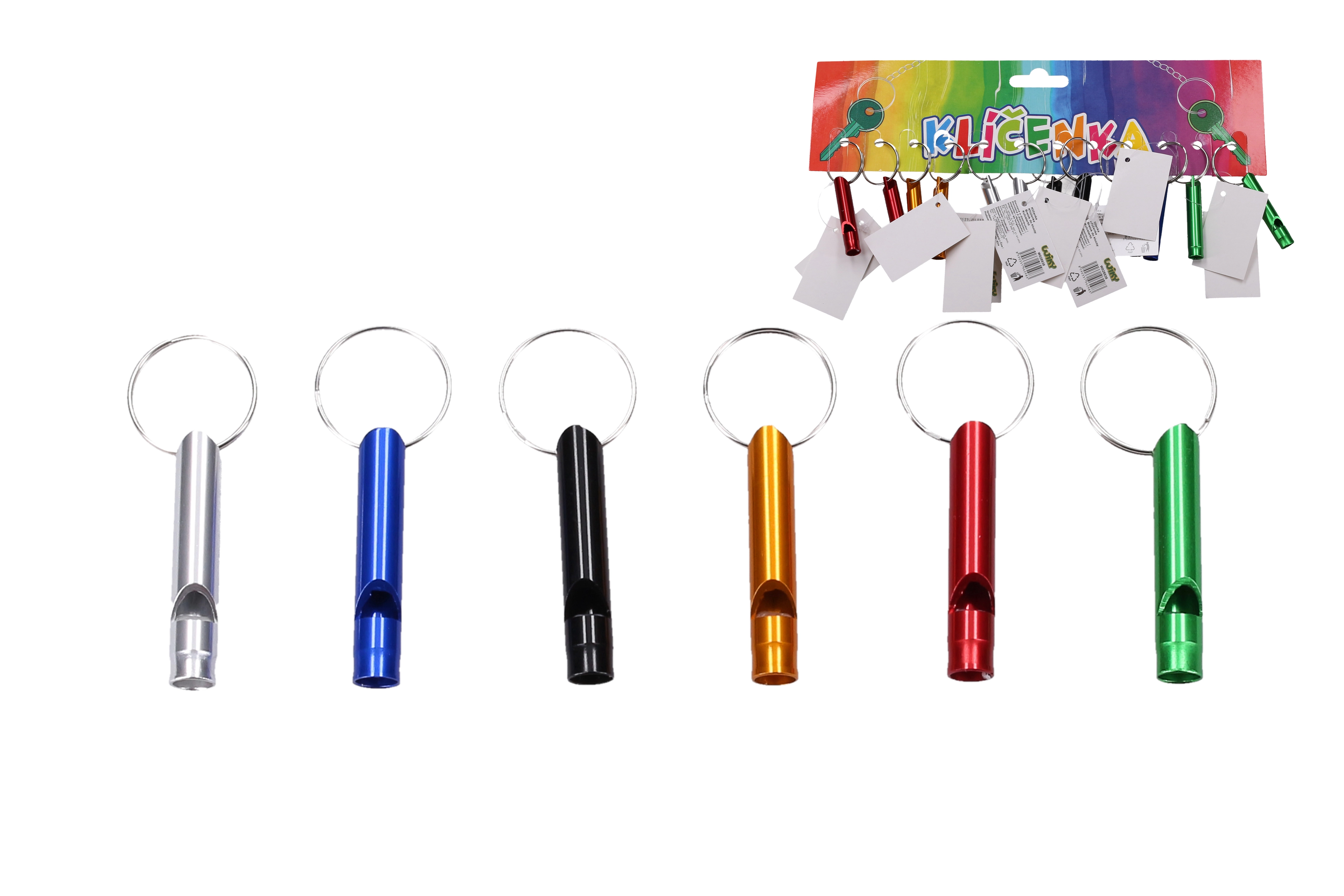 E-shop Prívesok na kľúče farebná píšťalka 4,5 cm