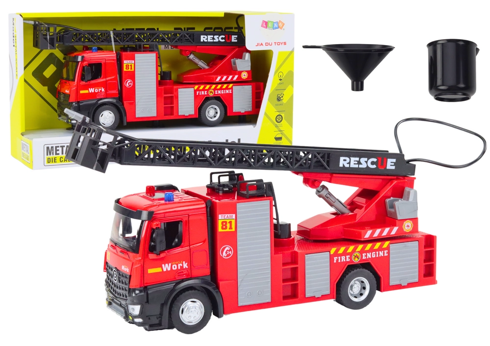 LEAN TOYS Hasičské s rebríkom - červená