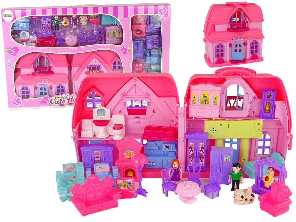 IMPORT LEANTOYS Domček pre bábiky Nábytok Príslušenstvo Figúrky Ružová