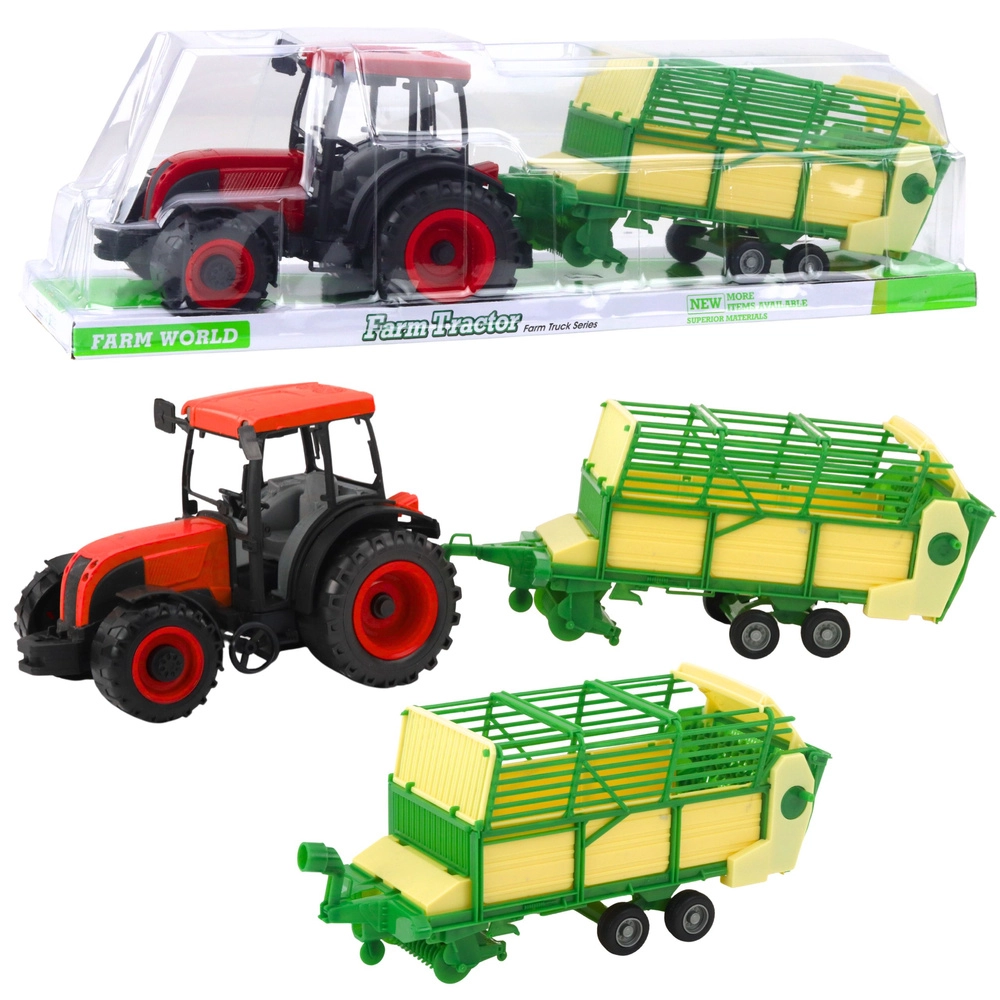 Detský traktor s prívesom, červený 50 cm