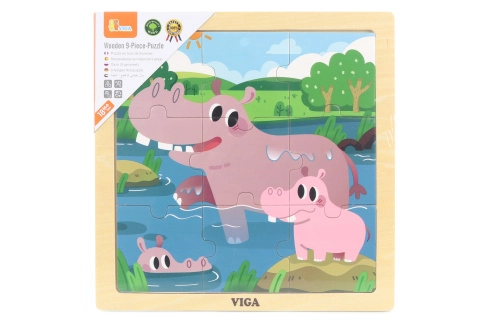 E-shop Viga puzzle pre najmenších 9 ks hrošík veľkosť Multicolor