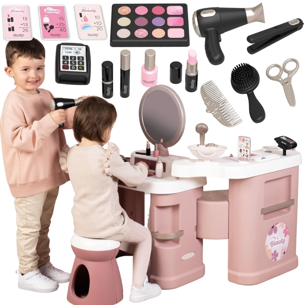 smoby centrum malej stylistky beauty – detský salón krásy 3v1 s 32 doplnkami