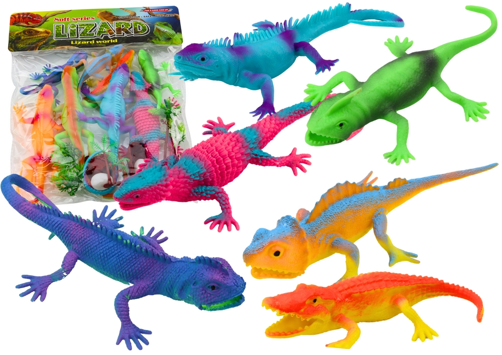 E-shop LEAN Toys Sada farebných jašteríc Figúrky plazov 8 ks