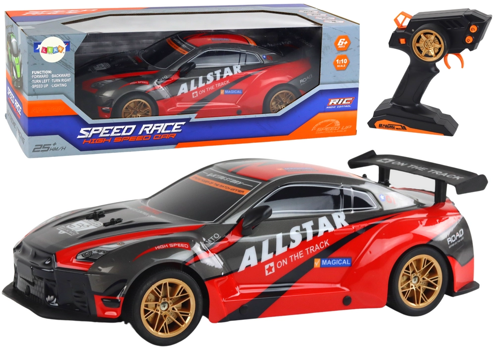 E-shop Veľké diaľkovo ovládané športové auto 1:10 červené