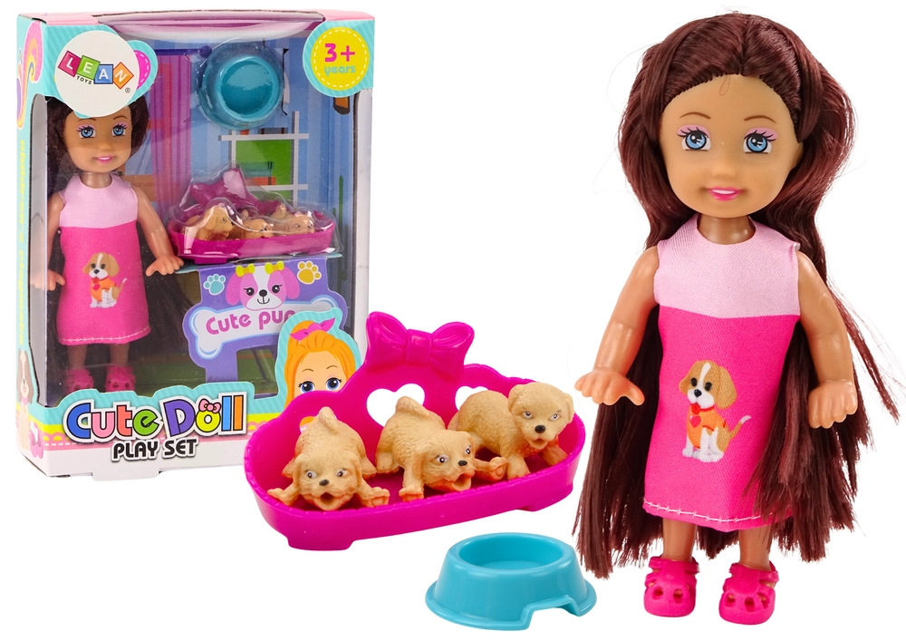 E-shop LEAN Toys Mini Dlhé vlasy Šaty Tri psy Posteľ