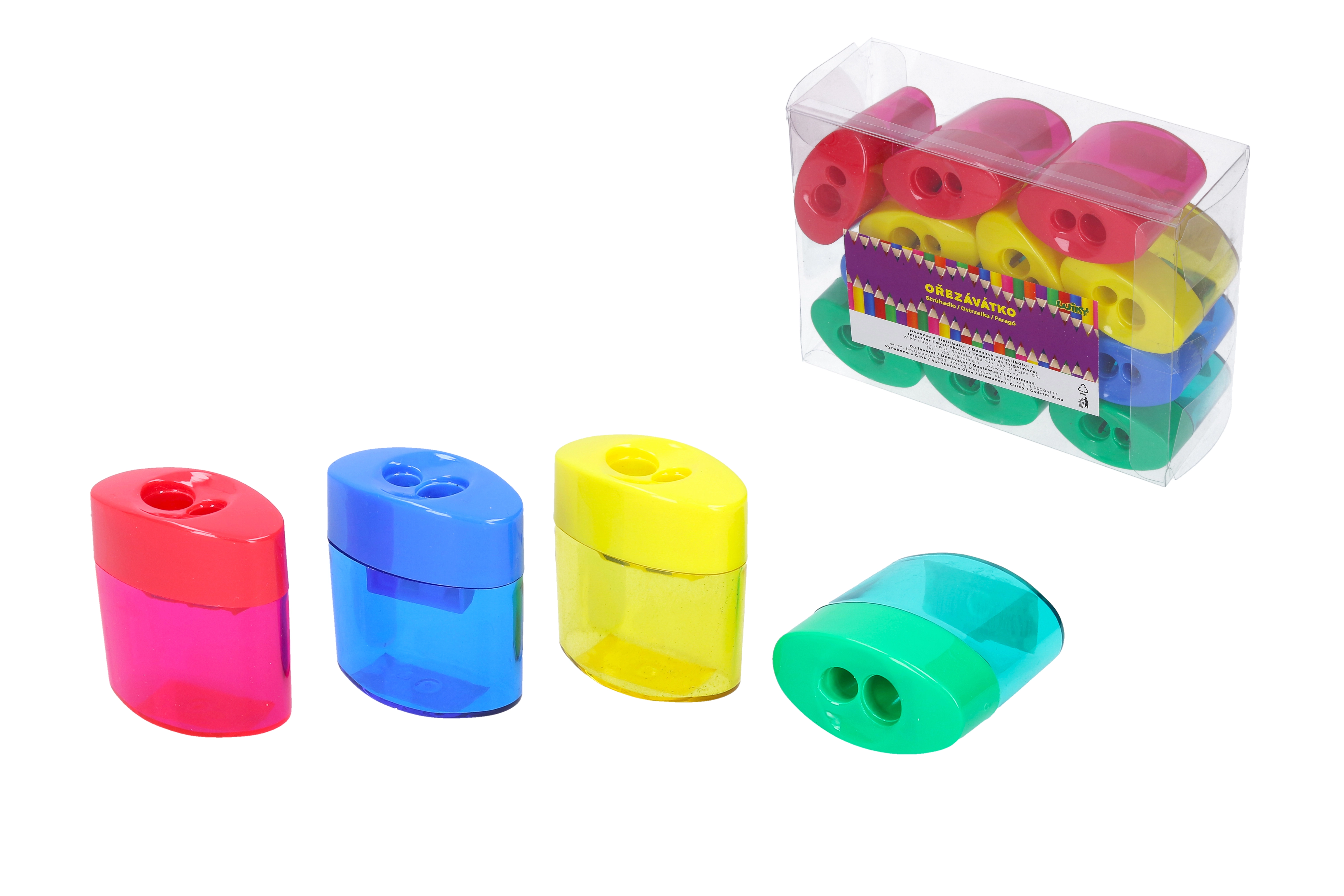 E-shop Farebné strúhadlo na ceruzky 2 komory 5x5cm - žltá
