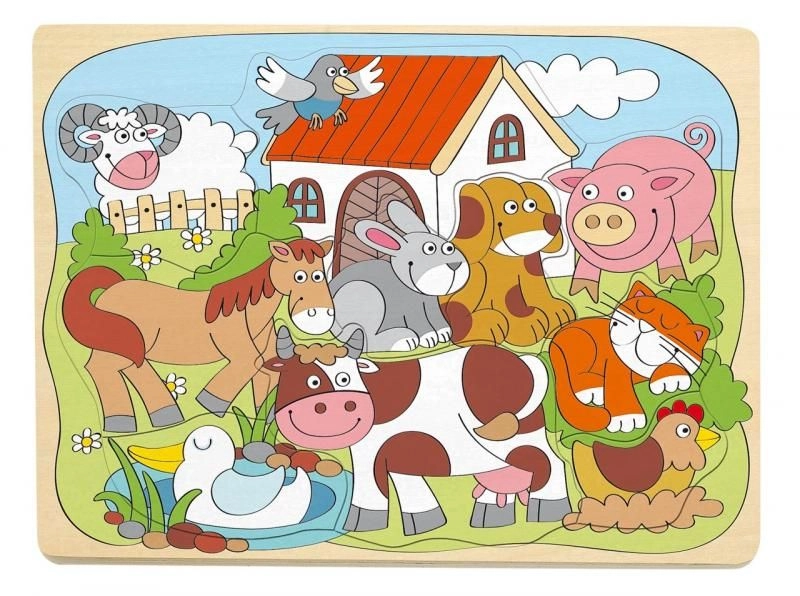 E-shop Woody Puzzle na desce Veselá domácí zvířátka