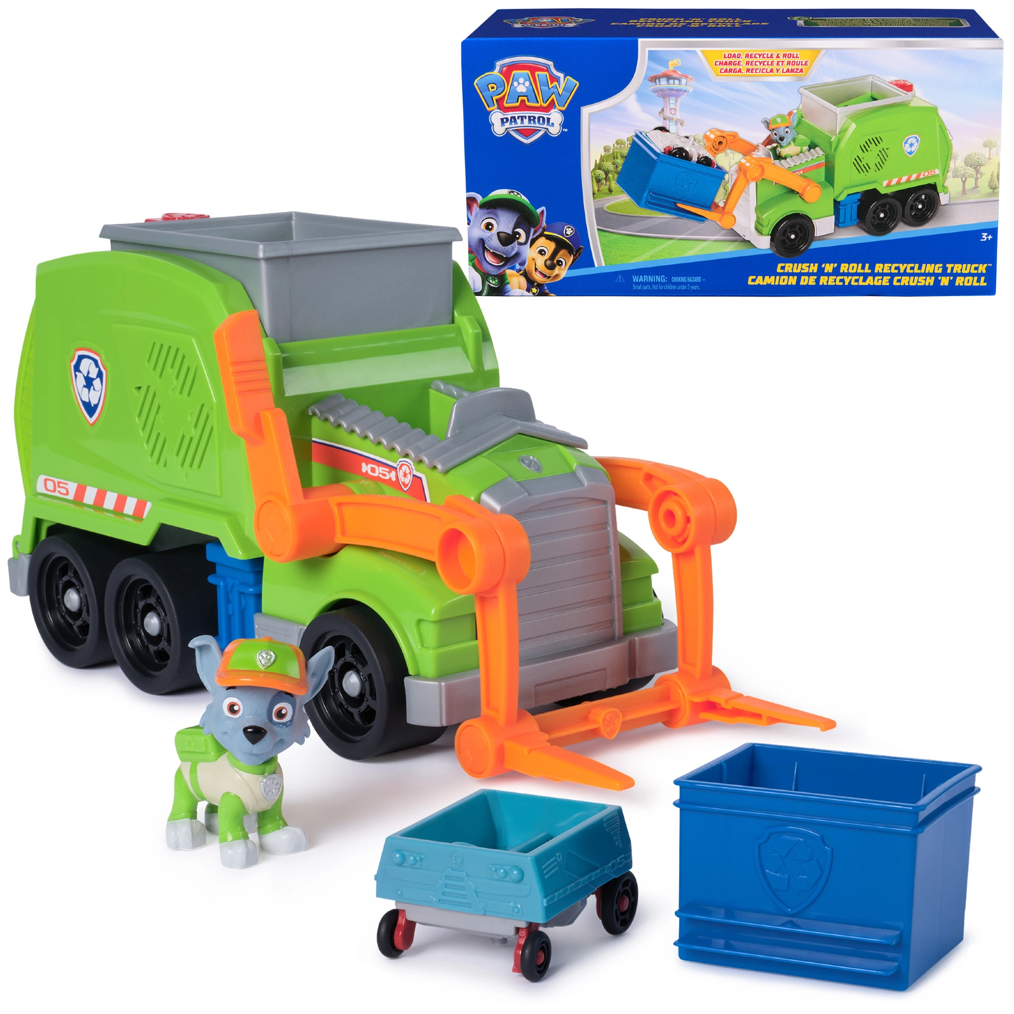 Paw Patrol recyklačné auto Crush ’N’ Roll s postavičkou Rockyho eco