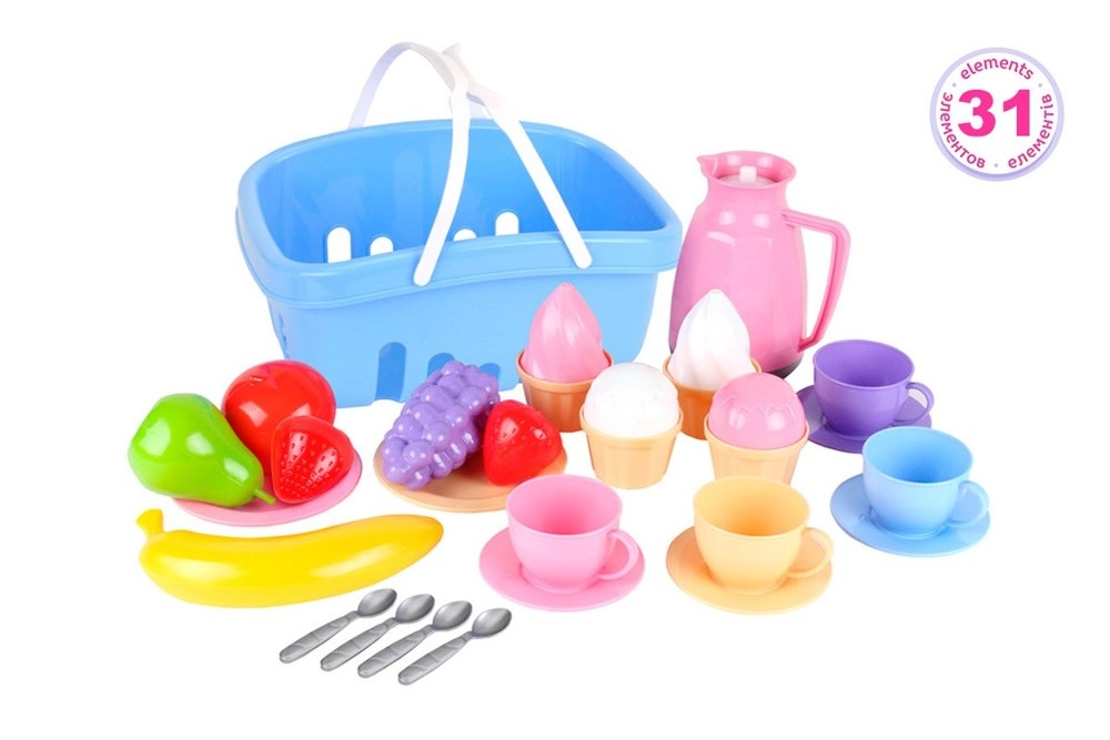 E-shop Inlea4Fun Detská čajová súprava s piknikovým košíkom 7242