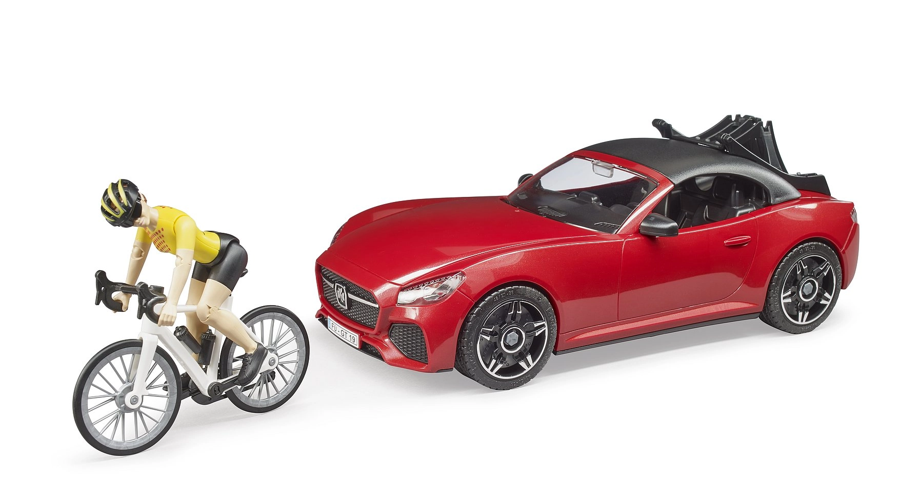 E-shop Bruder 3485 Roadster so závodným bicyklom a cyklistom