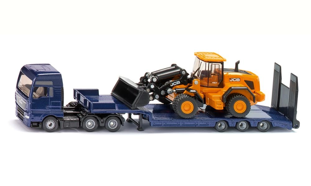 Siku nákladné vozidlo MAN s nízkoložným prívesom a kolesovým nakladačom JCB 1:87