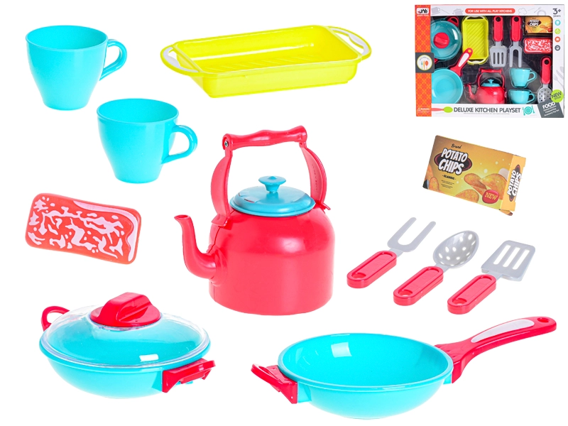 E-shop Dudlu Set kuchyňský 13 ks dětské barevné nádobí plast v krabici