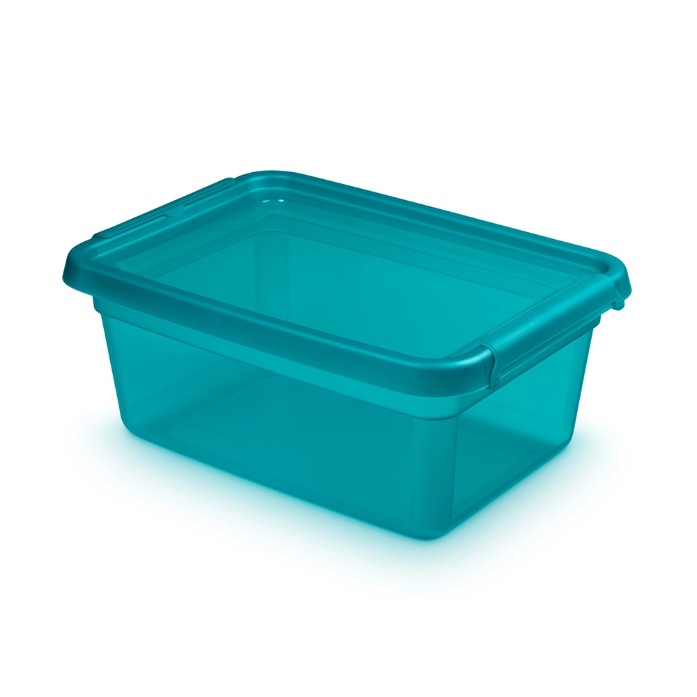 E-shop Basestore úložný plastový box s vekom a klipsami Ocean 12,5 l (28 × 38 × 16 cm)
