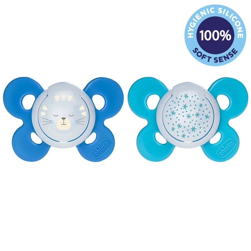 E-shop Chicco Physio Comfort silikón nočný chlapec mačka/hviezdy 2 ks V000901