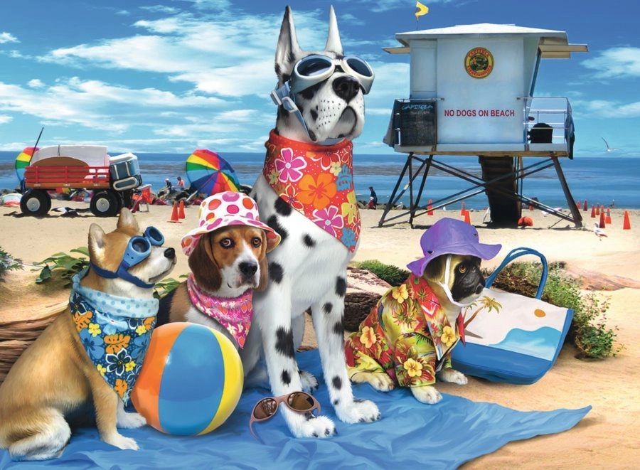 Ravensburger Puzzle Zákaz psov na pláži XXL 100 dielikov