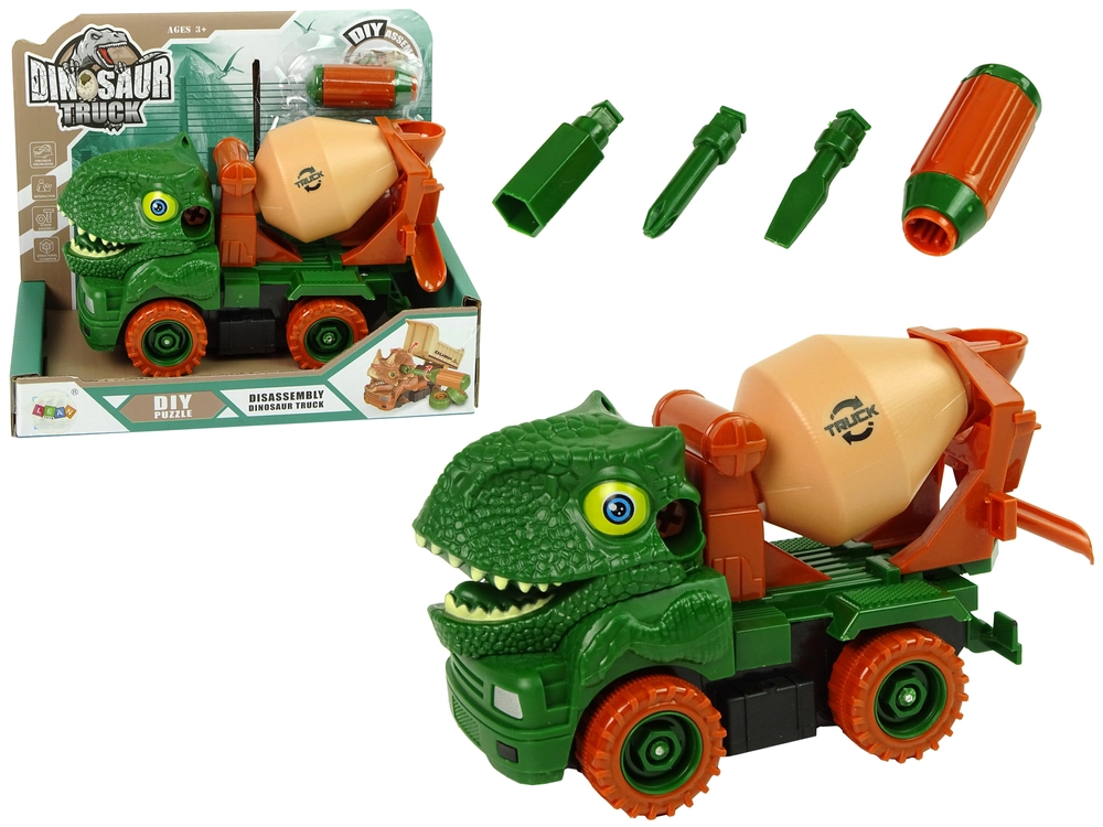 E-shop Lean-toys Betónový kamión Dinosaur uvedie na trh zelené príslušenstvo