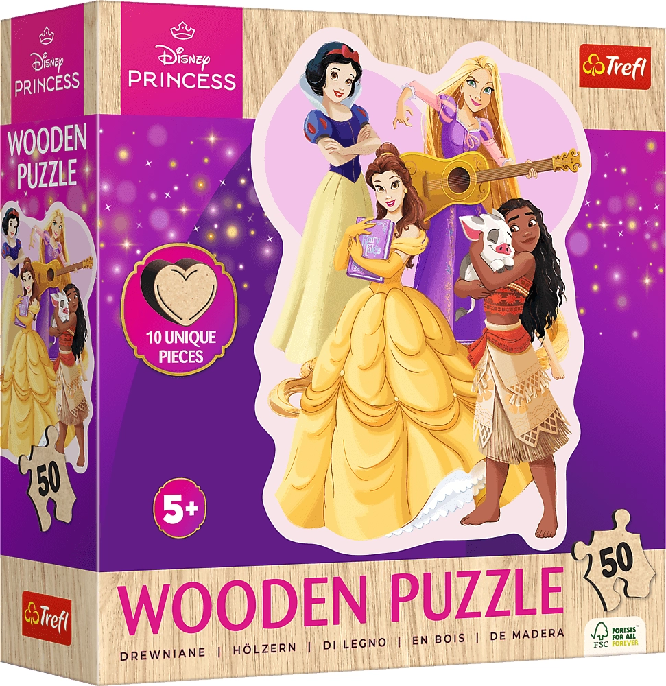 E-shop TREFL Dřevěné obrysové Disney Krásné princezny 50 dielov
