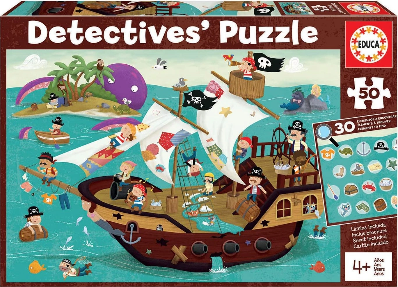 Educa pirátska loď Detectives Pirates Boat hľadaj 30 predmetov 50 dielne