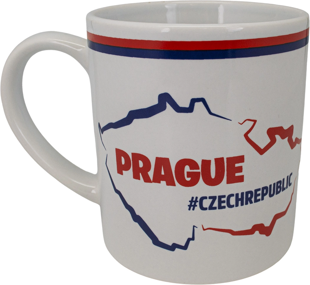 E-shop Biely keramický hrnček 250 ml s motívom Českej republiky