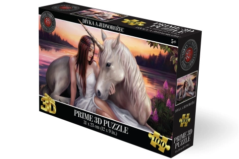 3D puzzle dievča a jednorožec, 100 dielikov
