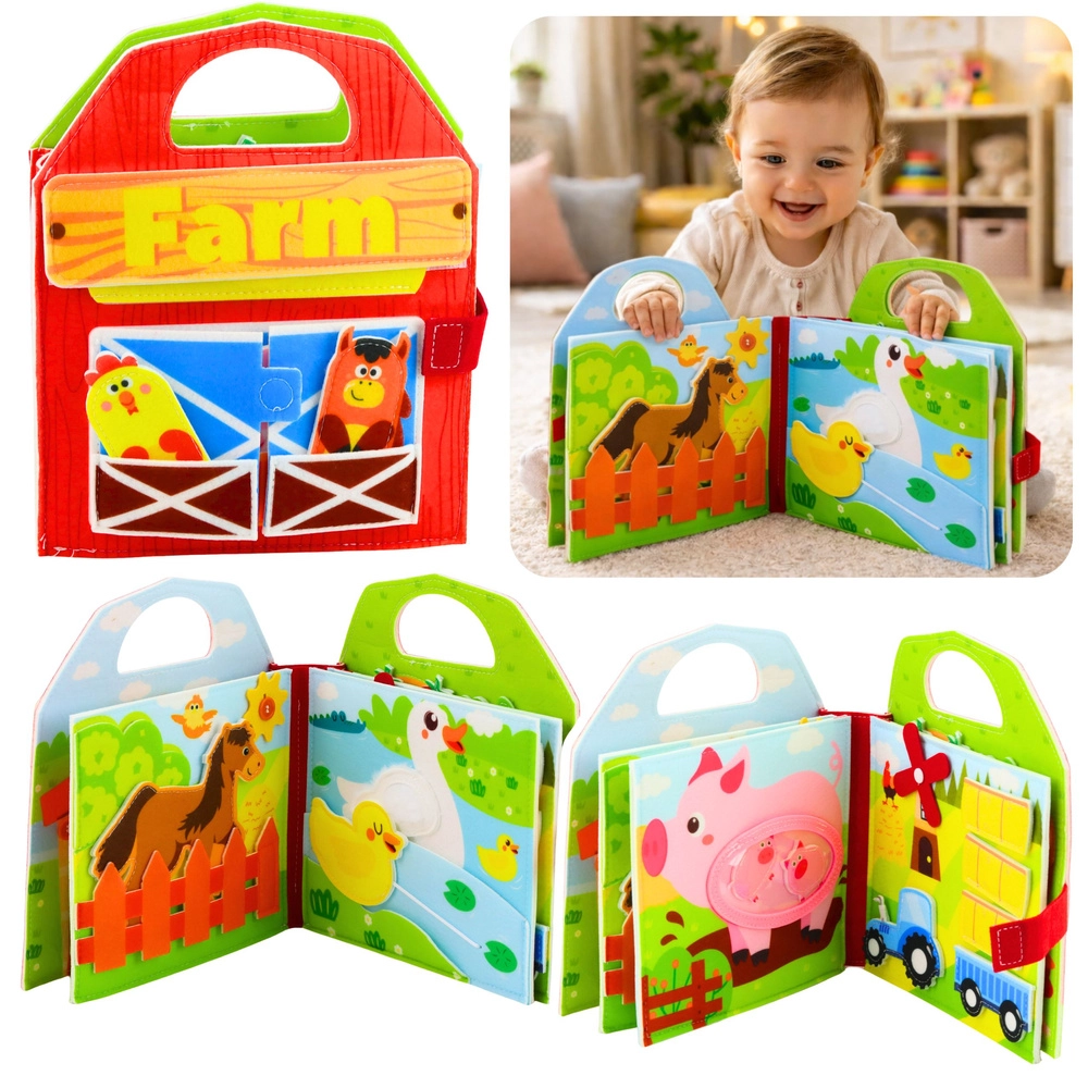 Zmyslová plstená knižka – farma a domáce zvieratá 3D