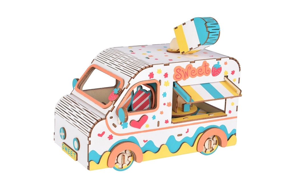 E-shop Drevené 3D puzzle – zmrzlinárske auto WOODCRAFT