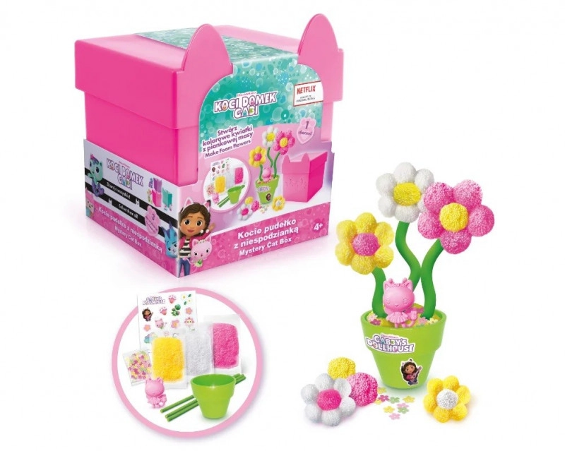 E-shop Gabiho mačací dom plastelína - Prekvapkový box pre mačky, ružový (penová hmota)