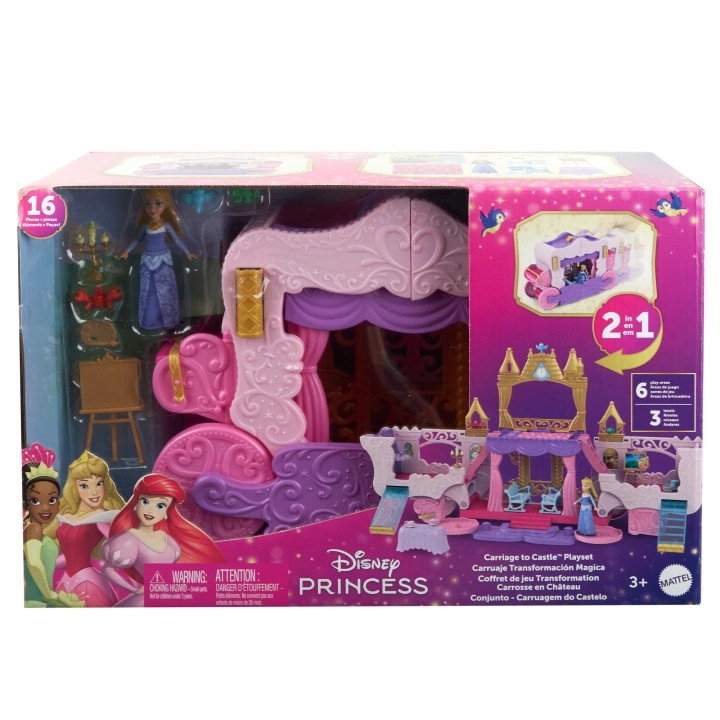 E-shop Disney Princezné koč na hrad 2v1 – transformujúci sa herný set s Aurorou