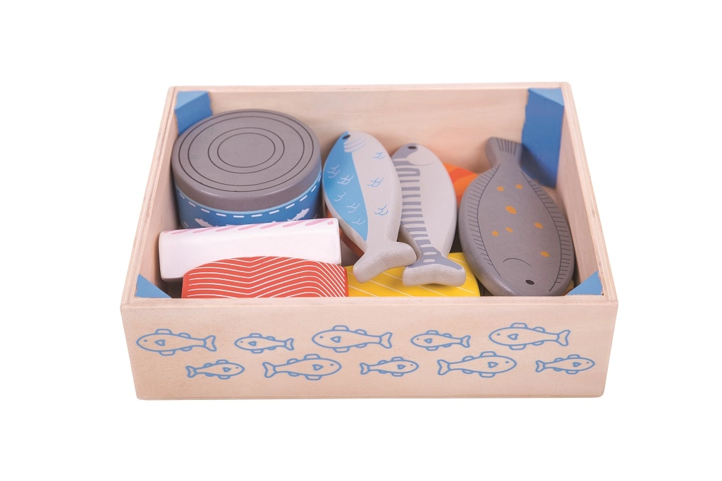 E-shop Bigjigs drevené morské plody v krabičke