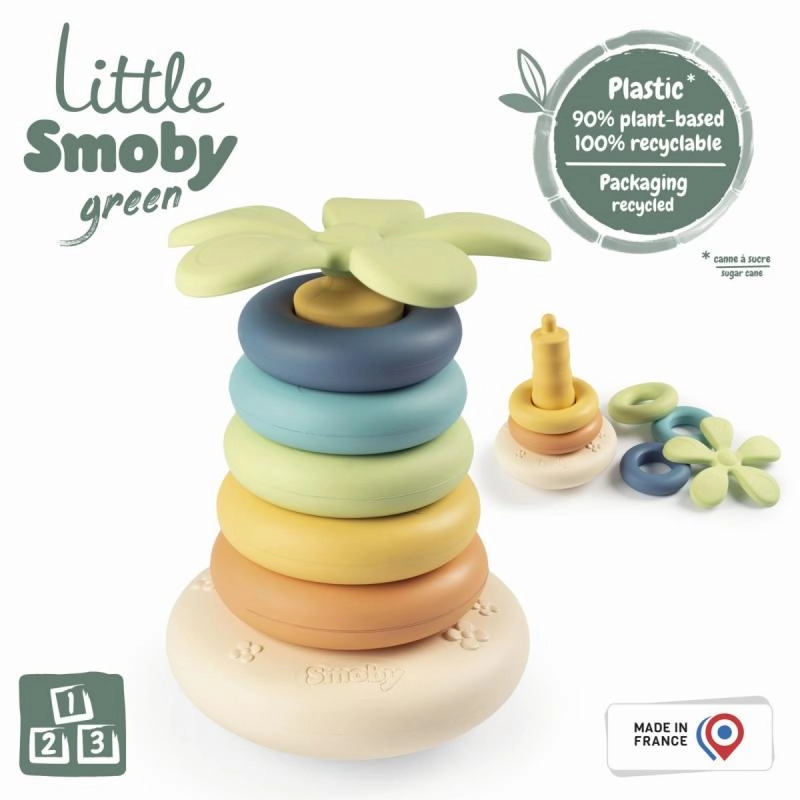 Little Smoby Green skladacia pyramída z krúžkov z bioplastu