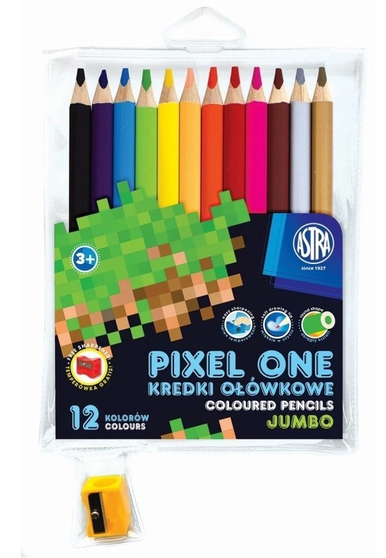 ASTRA pastelky Pixel One jumbo 12 ks so strúhadlom