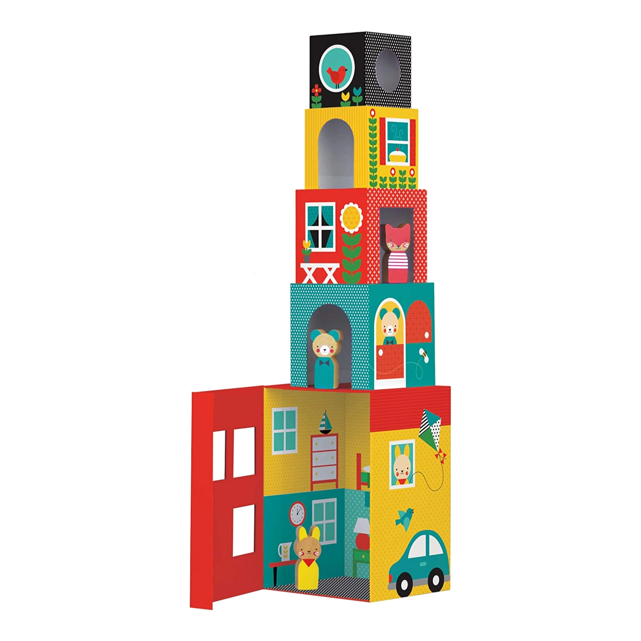 E-shop Petitcollage veža z 1 2 3 kociek domčeky s postavičkami