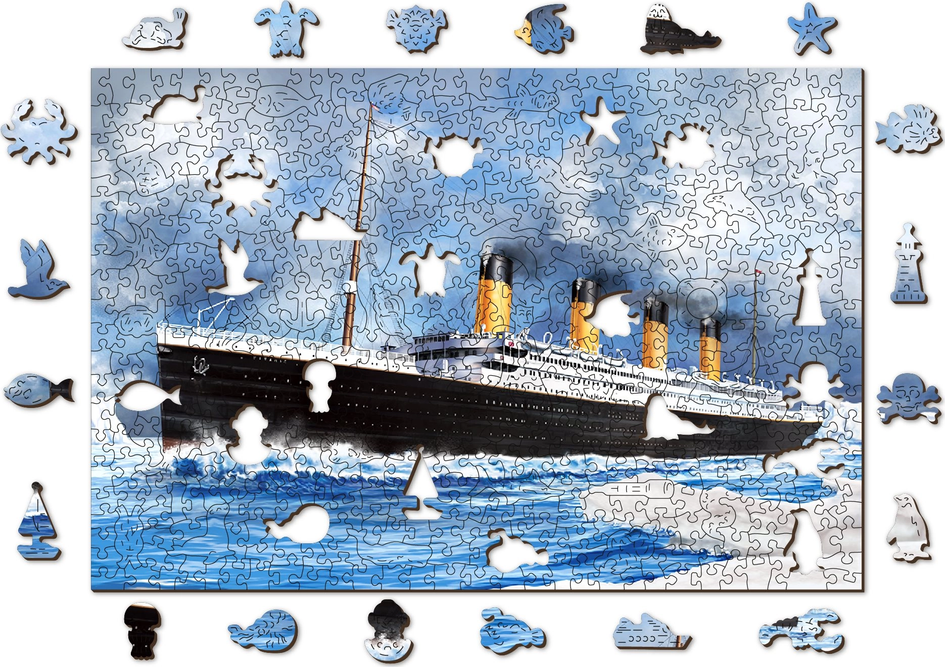 E-shop WOODEN CITY Drevené puzzle Titanic 2v1, 505 dielikov EKO