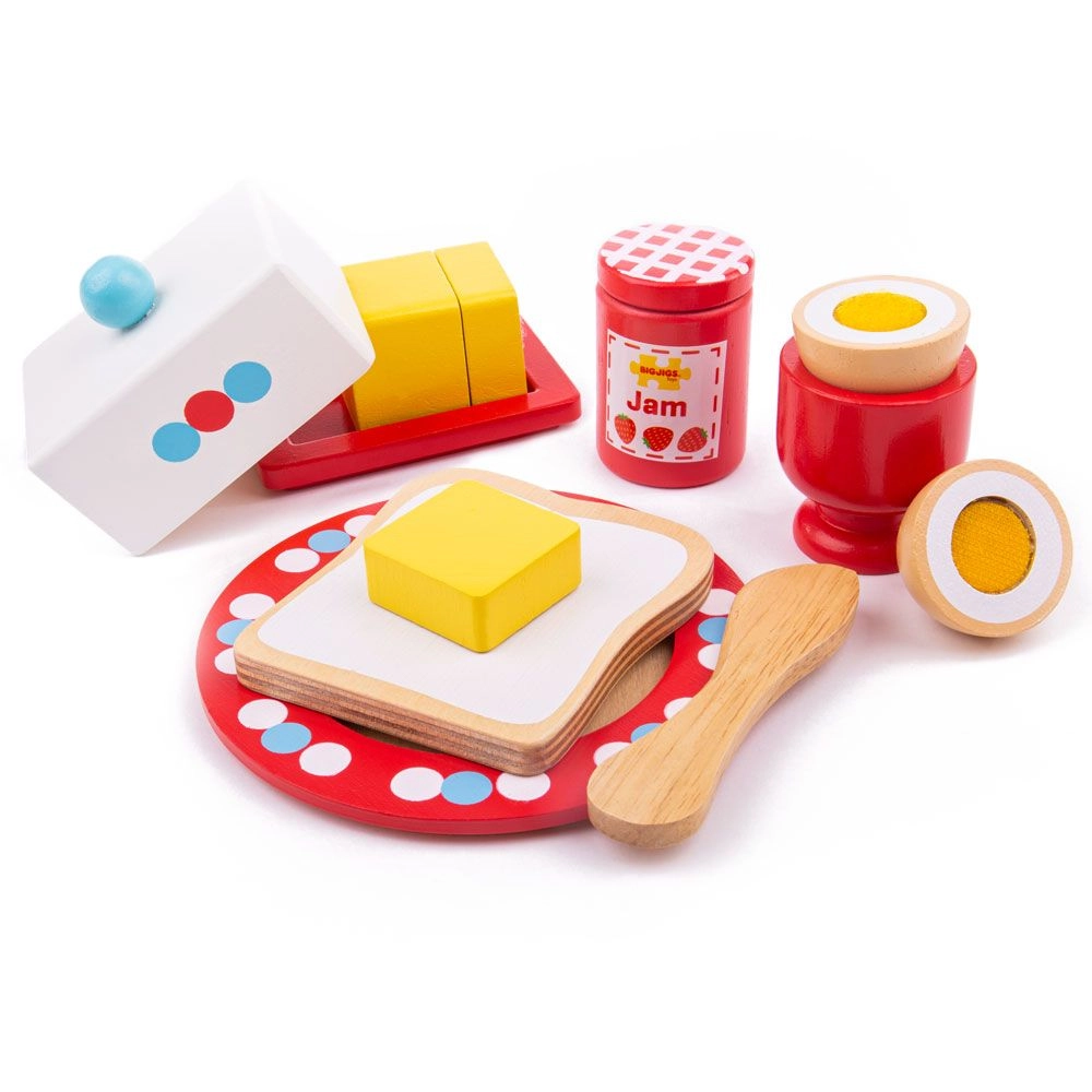 E-shop Bigjigs Toys drevený set raňajky s bodkami
