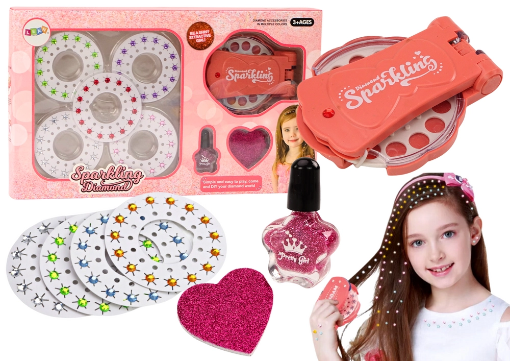 E-shop Leantoys Sada strojov na obtlačky do vlasov Glitter Diamonds