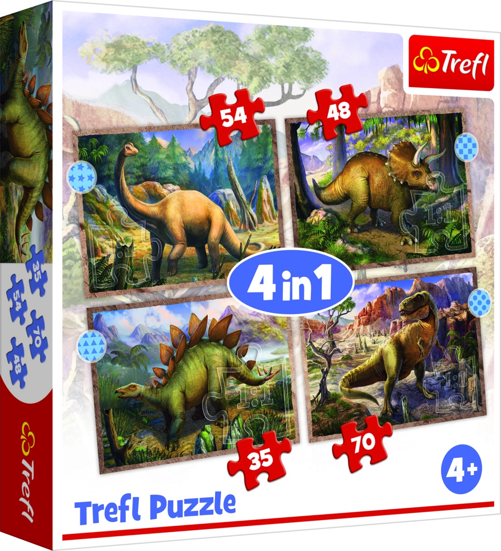 E-shop TREFL Zajímaví dinosauři 4v1 35,48,54,70 dielov