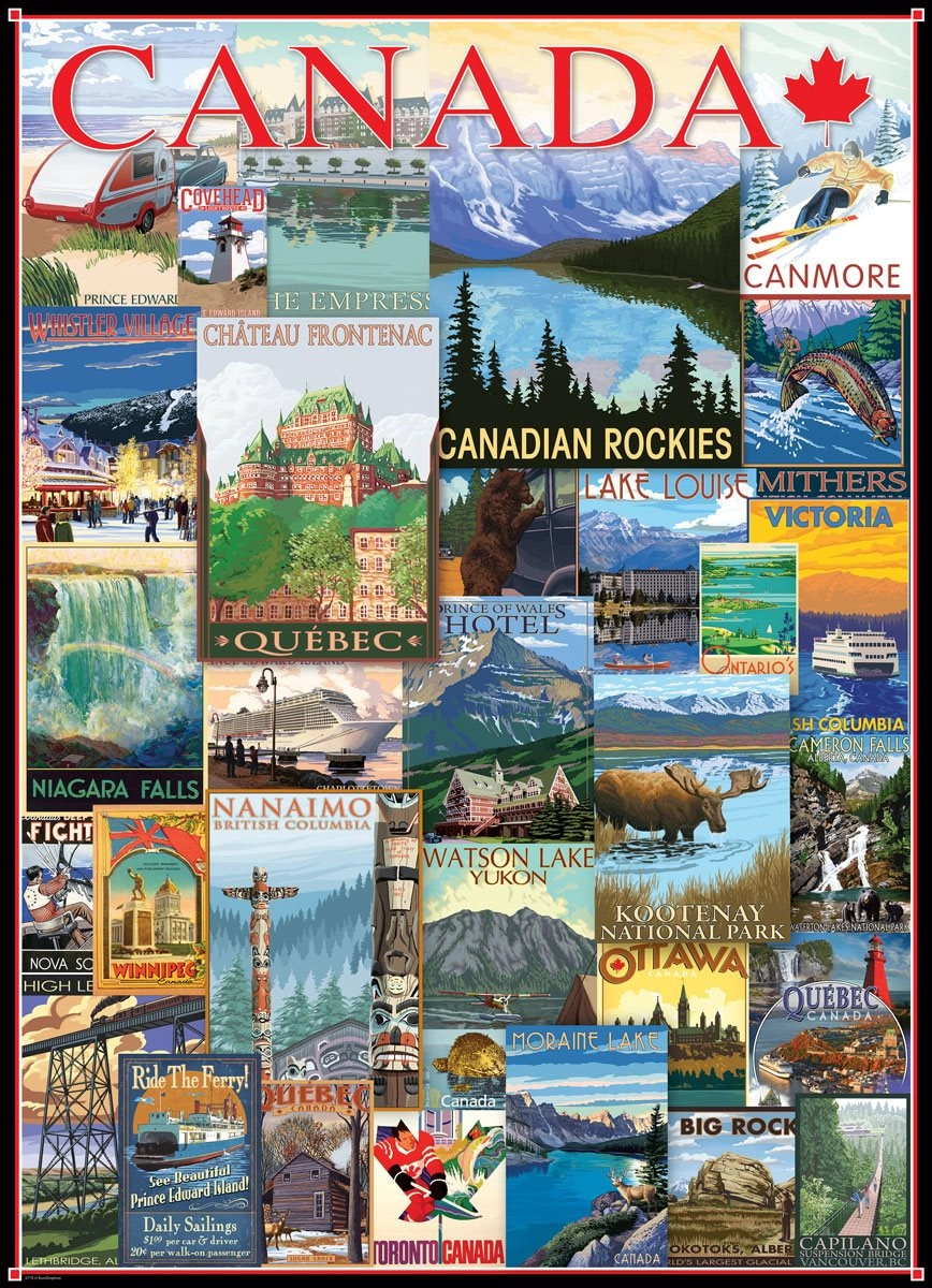 E-shop EUROGRAPHICS Puzzle Plagáty z ciest Kanadou 1000 dielikov