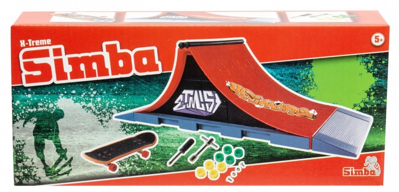 E-shop Simba Prstový skateboard s rampou 27x10x9 červená
