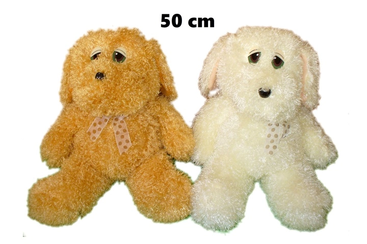 Veľký plyšový pes s mašľou 55 cm