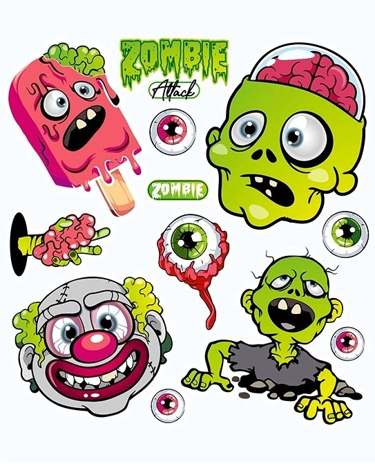 E-shop Ná iron-on nálepky zombie na Halloween – malý arch