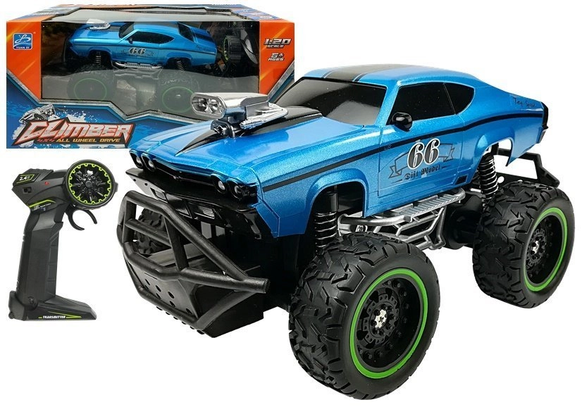 RC terénne auto s vysokými kolesami 1:24 – Modrá