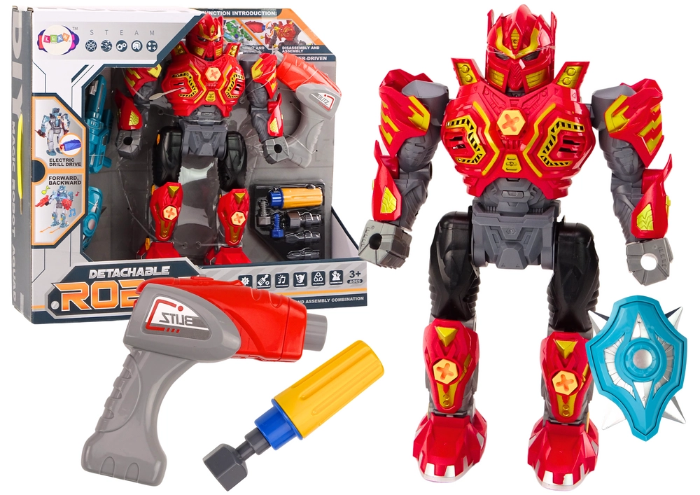 E-shop Skrutkovací robot s vŕtačkou, skrutkovačom, svetlami a zvukmi – červený
