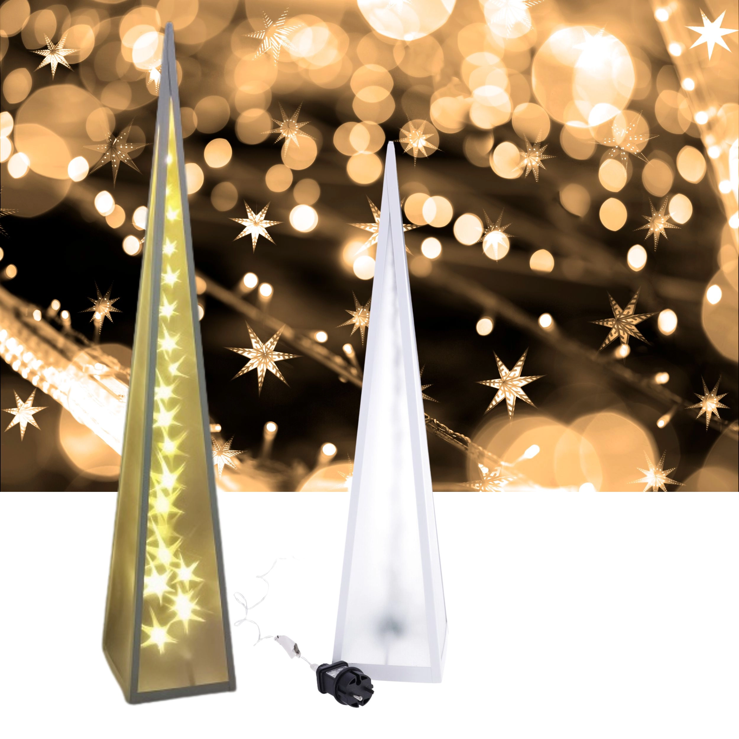 E-shop Pyramída LED rotujúce hviezdy 13*13*60 cm