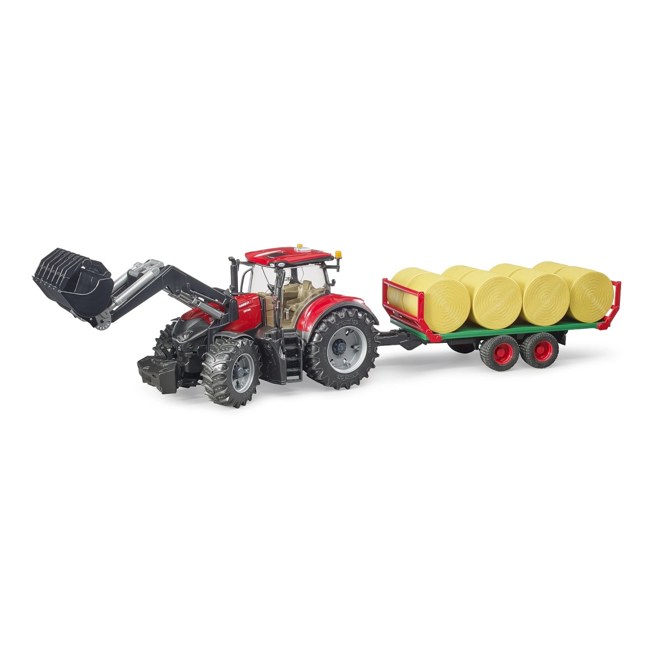 E-shop Bruder Traktor Case IH Optum 300 CVX s čelným nakladačom a prepravníkom na balíky