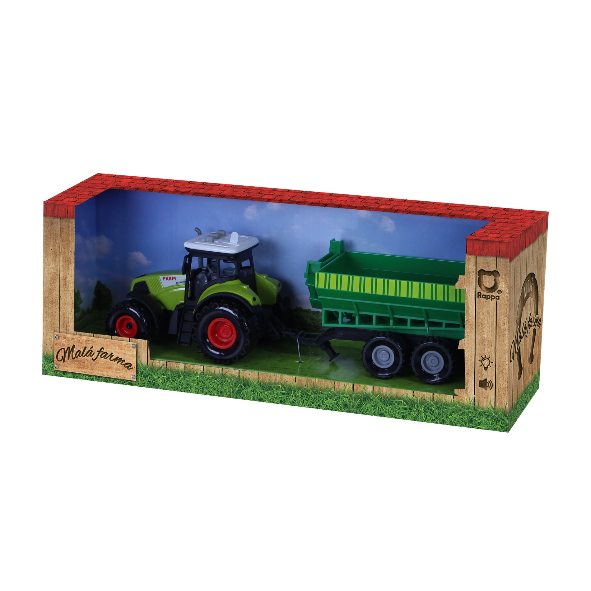 E-shop Rappa Traktor plastový se zvukem a světlem s vlečkou
