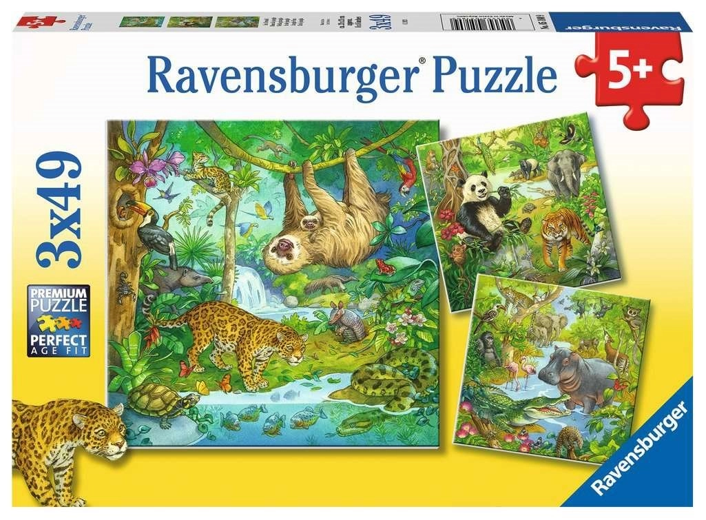 E-shop RAVENSBURGER Puzzle Zvieratá v džungli 3x49 dielikov