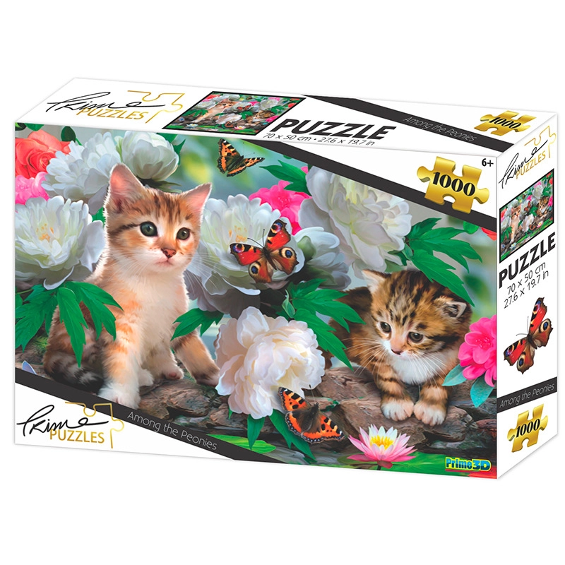E-shop PRIME 3D Koťata mezi pivoňkami 3D 1000 dielov