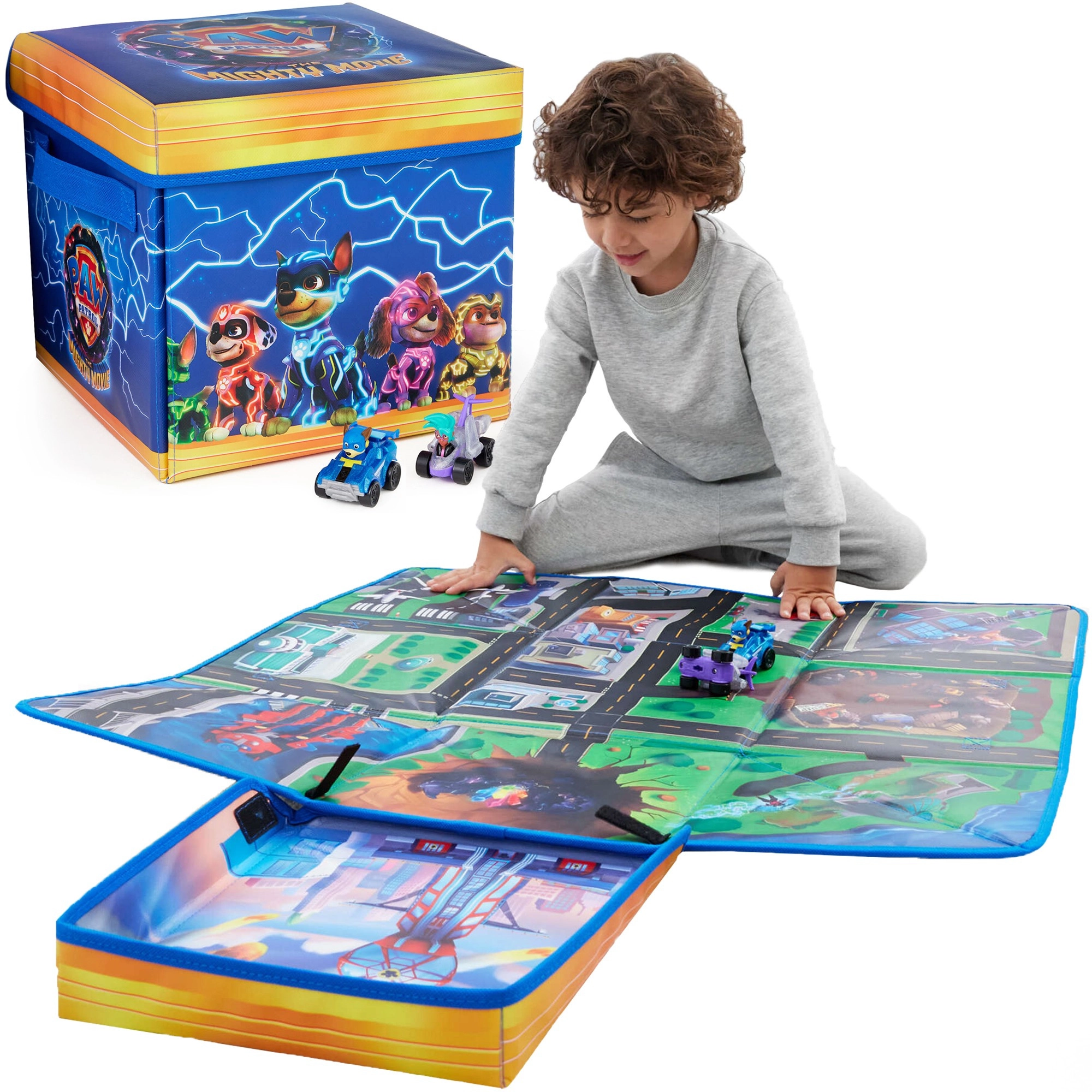 Skladacia herná podložka a úložný box PAW Patrol The Mighty Movie – Mesto dobrodružstiev