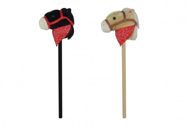 E-shop Teddies Kůň na tyči plyš 80cm na baterie se zvukem 2 v sáčku